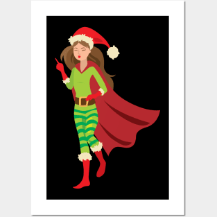 Christmas Superhero girl Posters and Art